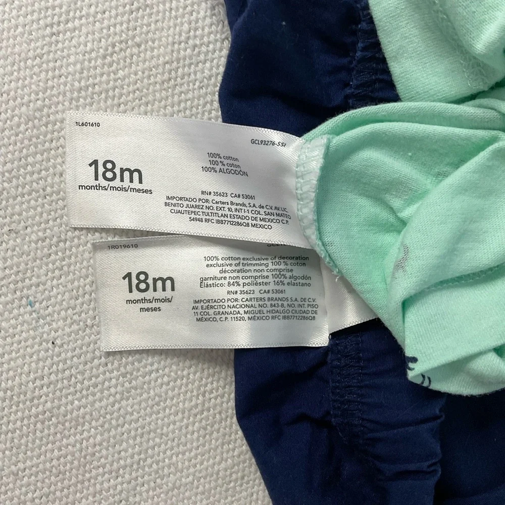 Carter's Green and Blue Matching Set with Geometric Design